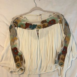 White / multicolor free people blouse, size small